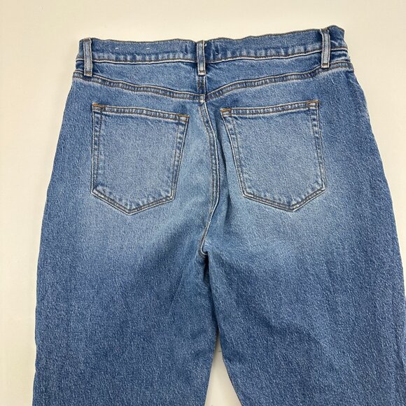 Loft The Straight Crop Raw Hem Women's size 6 Dark Wash Blue Denim Jeans - Picture 4 of 4